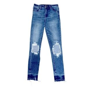 Abercrombie Fitch Simone Super Skinny Jeans High Rise Size 27 Button Distressed